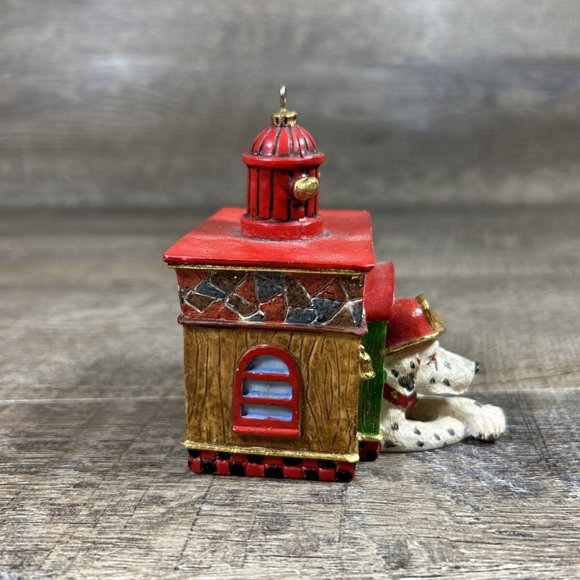 Dalmatian Dog in Fire Dept Doghouse Fire Station Christmas Ornament Fire Hydrant - Picture 7 of 10